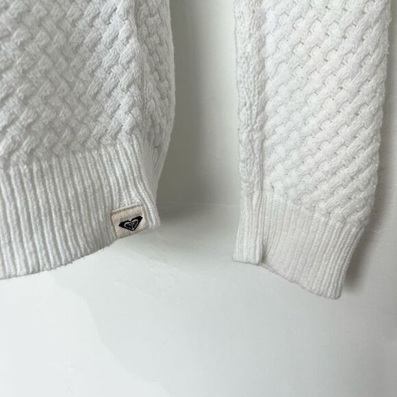 Roxy Knit Cotton Crew Neck Sweater Off White Medium - Picture 4 of 8